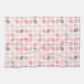 LINGE DE CUISINE TONS DE ROSE BROWN FEUILLES BLANCHES MOTIFS (Horizontal)