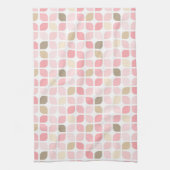 LINGE DE CUISINE TONS DE ROSE BROWN FEUILLES BLANCHES MOTIFS (Vertical)