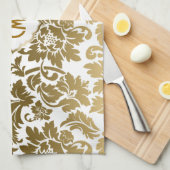 Linge De Cuisine Tons or Floral Damas Monogramme (Quart Plié)