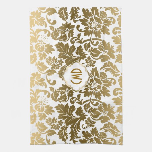 Linge De Cuisine Tons or Floral Damas Monogramme (Vertical)