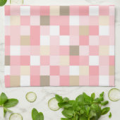 LINGE DE CUISINE TONS PASTEL DE ROSE & BROWN CUBE MOTIF (Plié)