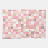 LINGE DE CUISINE TONS PASTEL DE ROSE & BROWN CUBE MOTIF (Horizontal)