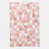 LINGE DE CUISINE TONS PASTEL DE ROSE & BROWN CUBE MOTIF (Vertical)