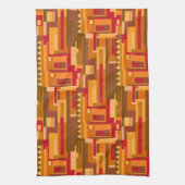 Linge De Cuisine Tons terre rouge orange brun abstrait motif (Vertical)