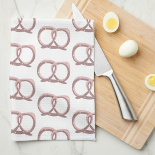 Linge De Cuisine Torsade de bretzel salé motif rose