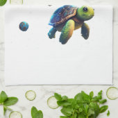 Linge De Cuisine tortue dans l'espace (Plié)