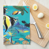 Linge De Cuisine Tortue de mer tropicale hawaïenne de poissons de (Quart Plié)