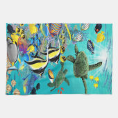 Linge De Cuisine Tortue de mer tropicale hawaïenne de poissons de (Horizontal)