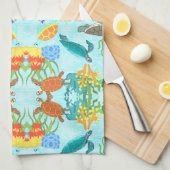 Linge De Cuisine Tortues et coraux sous-marins vibrants (Quart Plié)