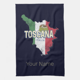 Linge De Cuisine Toscane Italie Région Rétro Carte Fattoria Vintage