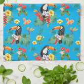 Linge De Cuisine Toucan et fleurs tropicales (Plié)