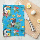 Linge De Cuisine Toucan et fleurs tropicales (Quart Plié)