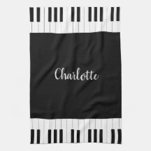 Touches de piano noir et blanc avec nom personnali