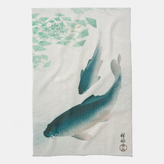 LINGE DE CUISINE TOUR À THÉ : OHARA KOSON : CARP/KOI 1926 (Vertical)