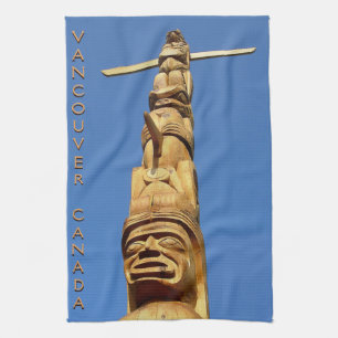 Linge De Cuisine Tour Canada Totem natif Pole Vancouver Tea Towel