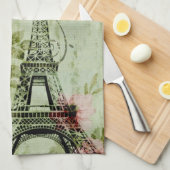 Linge De Cuisine tour de l' eiffel de paris à fleurs roses de print (Quart Plié)