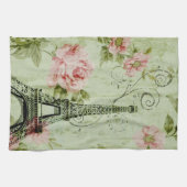 Linge De Cuisine tour de l' eiffel de paris à fleurs roses de print (Horizontal)