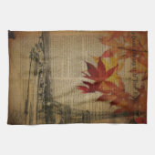 Linge De Cuisine Tour Eiffel de Paris de chute de feuille d'érable (Horizontal)