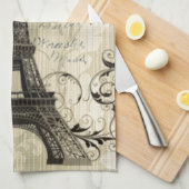 Linge De Cuisine Tour Eiffel rose de Paris de papillon beige de (Quart Plié)
