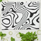 Linge De Cuisine Tourbillon blanc noir Conception abstraite (Plié)