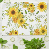 Linge De Cuisine Tournesol à l'aquarelle 8 (Plié)