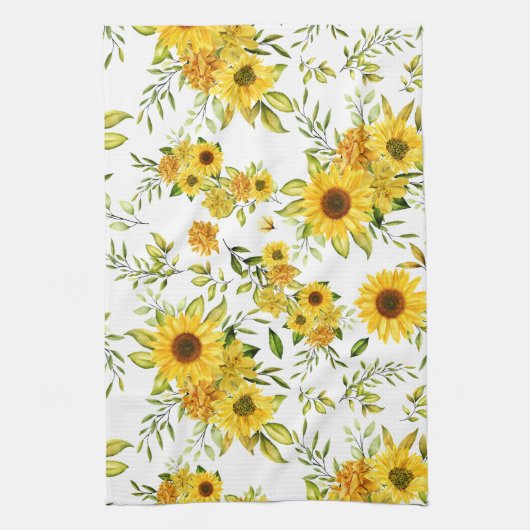 Linge De Cuisine Tournesol à l'aquarelle 8 (Vertical)