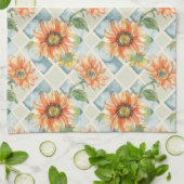 Linge De Cuisine Tournesol Aquarelle motif floral (Plié)