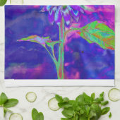 Linge De Cuisine Tournesol bleu violet Abstrait | rétro amusant fun (Plié)