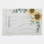 Linge De Cuisine Tournesol Eucalyptus Vert Script Personnalisé (Horizontal)