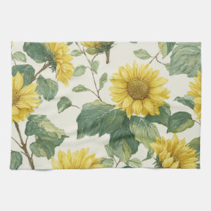 Linge De Cuisine Tournesol rustique aquarelle floral maison de ferm
