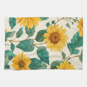 Linge De Cuisine Tournesol rustique aquarelle floral maison de ferm