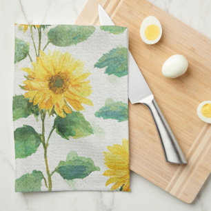 Linge De Cuisine Tournesol rustique aquarelle floral maison de ferm