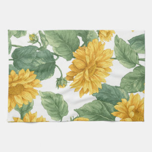 Linge De Cuisine Tournesol rustique aquarelle floral maison de ferm