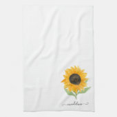 Linge De Cuisine Tournesol rustique minimal nom personnalisé script (Vertical)