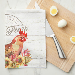 Linge De Cuisine Tournesols et poulets de la ferme frais