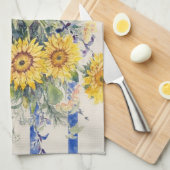 Linge De Cuisine Tournesols et rayures (Quart Plié)