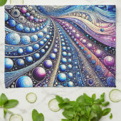 Linge De Cuisine Tous Les Points Bleus Et Violets (Plié)