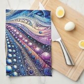 Linge De Cuisine Tous Les Points Bleus Et Violets (Quart Plié)