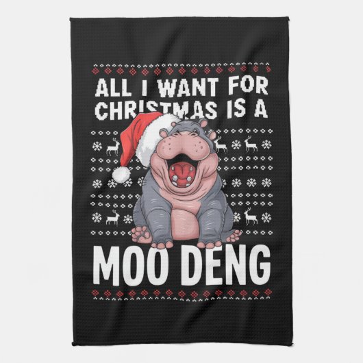 Linge De Cuisine Tout ce que je veux pour Noël est un Moo Deng (Vertical)