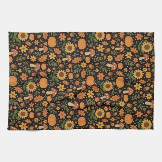 Linge De Cuisine Towel de cuisine à motif automnal rustique dessiné (Horizontal)