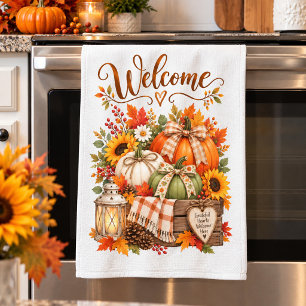 Linge De Cuisine Towel de cuisine Bienvenue Automne Rustique