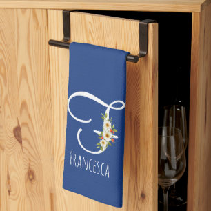 Linge De Cuisine Towel de cuisine bleu Monogramme Cadeau de pendais