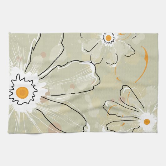 Linge De Cuisine Towel de cuisine en microfibre Fleurs Abstraites (Horizontal)