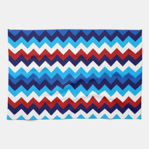 Linge De Cuisine Towel de cuisine jolis chevrons rouge blanc bleu