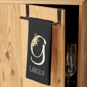Linge De Cuisine Towel de cuisine noir monogramme Cadeau de pendais