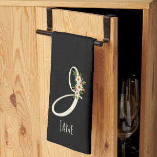 Linge De Cuisine Towel de cuisine noir monogramme Cadeau de pendais