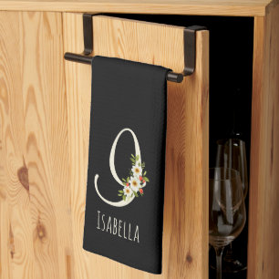 Linge De Cuisine Towel de cuisine noir monogramme Cadeau de pendais