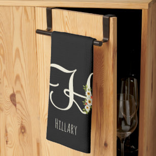 Linge De Cuisine Towel de cuisine noir monogramme Cadeau de pendais