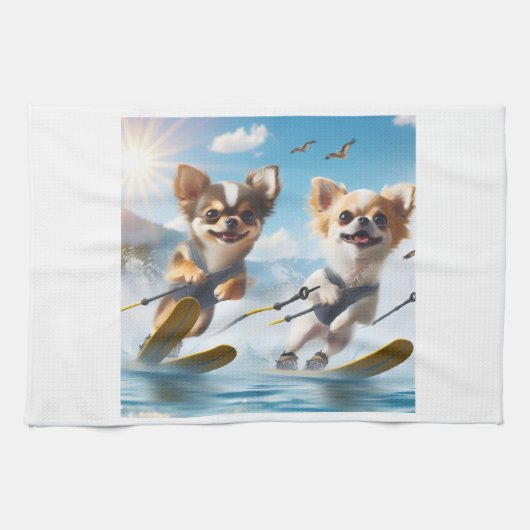 Linge De Cuisine Toy dogs Waterskiing! (Horizontal)