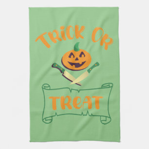 Linge De Cuisine Tracer ou traiter les os croisés Halloween visage 